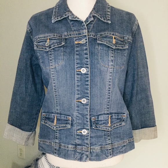 Chico’s Platinum Denim Jacket, Chico’s Size 1 (M/8) - Picture 1 of 8